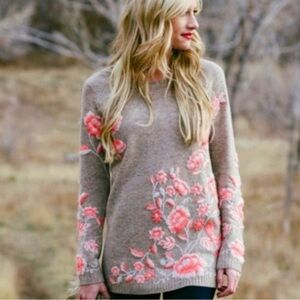 Anthropologie Sleeping on Snow Ranunculus sweater